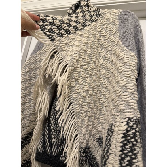 Anthropologie Moth Ambra Fringed Open Front Knit Cardigan Sweater Size Medium - Picture 2 of 7